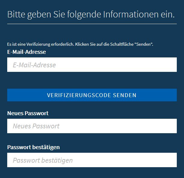 Screenshot der Anmeldemaske auf "Mein DAAD" mit dem Button "Verifizierungscode senden"