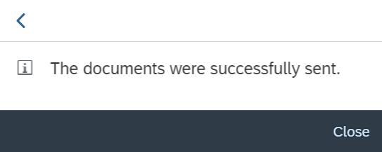 Screenshot of the confirmation window of the successful sending of the documents