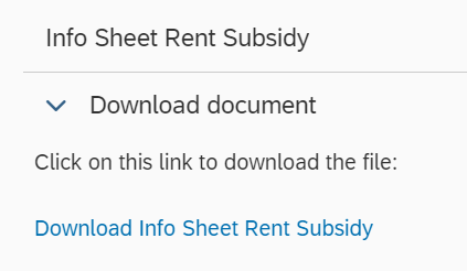 Screenshot of the "Info Sheet Rent Subsidy" download window