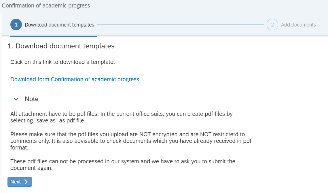 Screenshot of the "Download document template" window with reference to file format